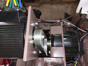 Electric motors, belts and pulleys on eTractor