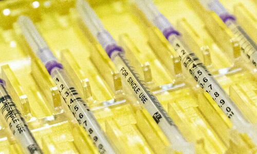 Syringes with a shot of Novavax's COVID-19 vaccine in Berlin, Germany, on Feb. 28, 2022.