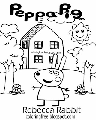 Top stuff to color in play school sketch ideas Rebecca Rabbit Peppa pig printable easy coloring page