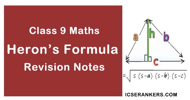 NCERT Notes for Class 9 Maths Chapter 7 Heron's Formula