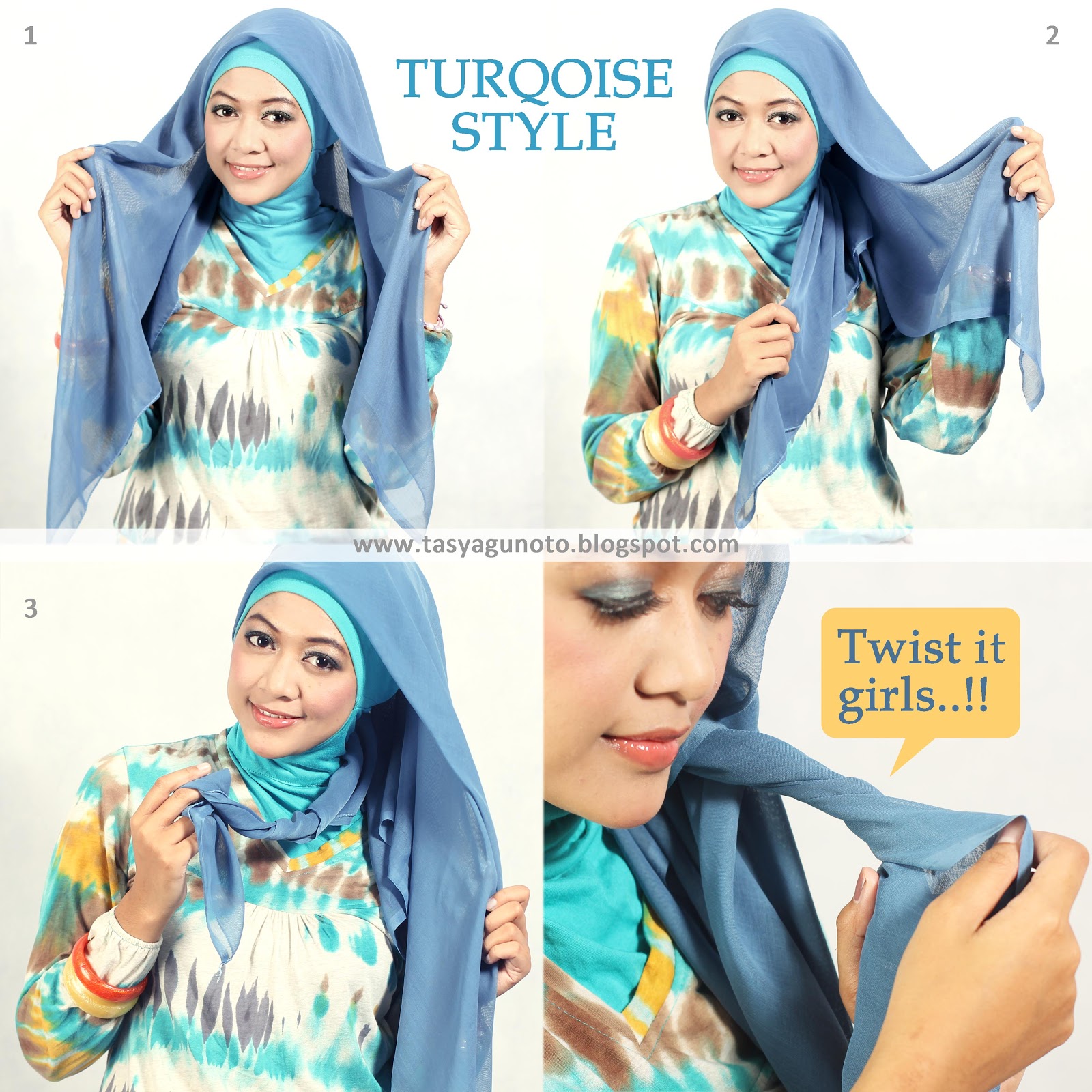 Port Of Tasya Hijab Paris Tutorial Turqoise Style By PrettynVeil