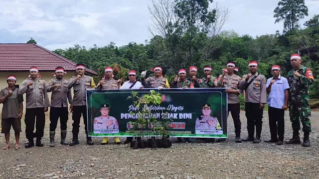 Dukung Penghijauan, Polsek Tanah Siang Selatan Bersama TNI dan Forkopimcam Gelar Penanaman Pohon