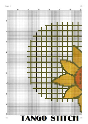Easy sunflower abstract cross stitch pattern - Tango Stitch