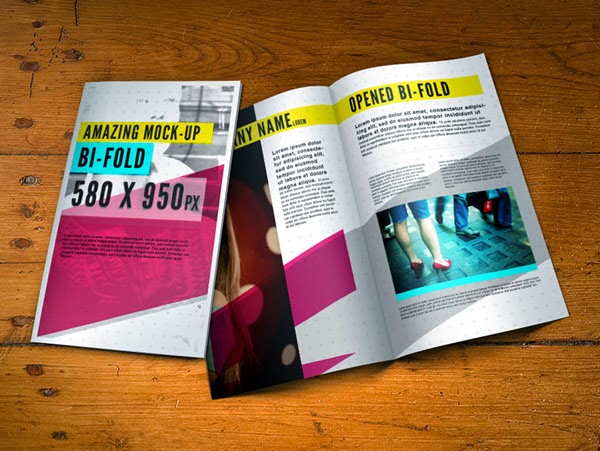 Download Brochure Mockup Gratis - PSD Bifold Brochure Mockup Template