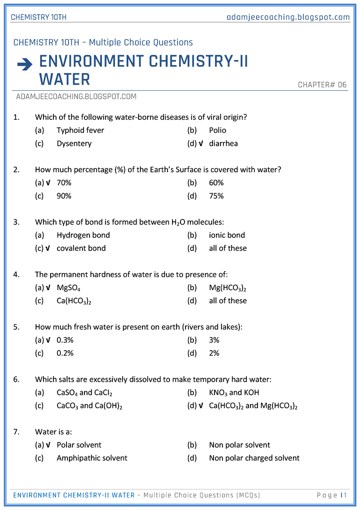 environmental-chemistry-2-water-mcqs-chemistry-10th