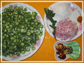 Simple Okra / Bhindi / Lady's Finger Poriyal