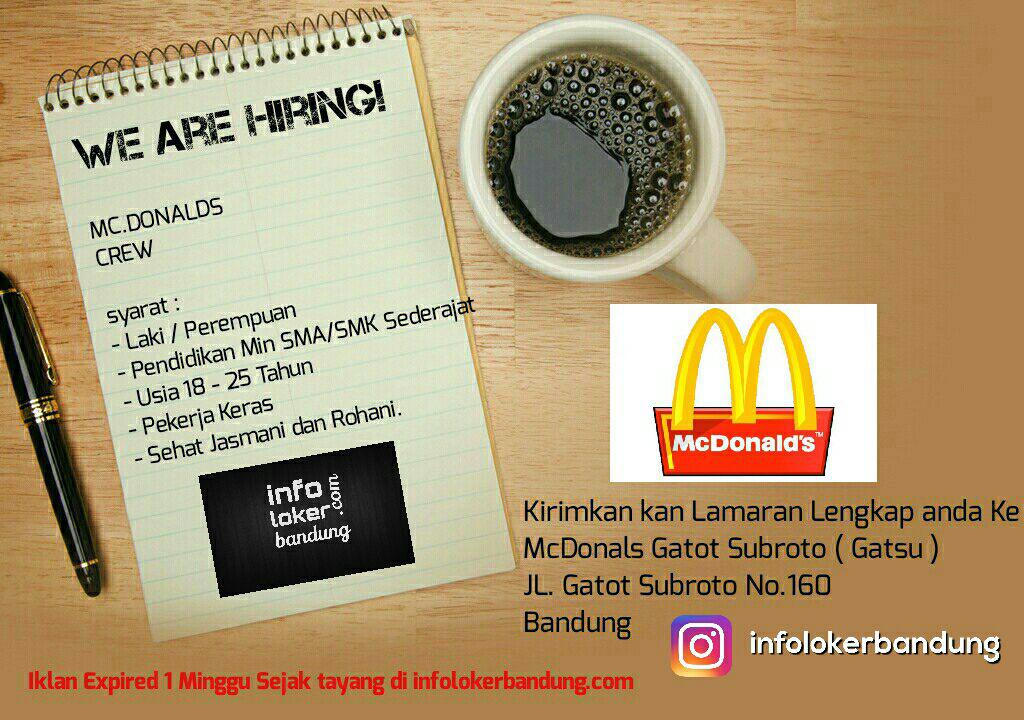 Lowongan Kerja Mc.Donalds Gatsu Bandung Mei 2017 - JobsDB