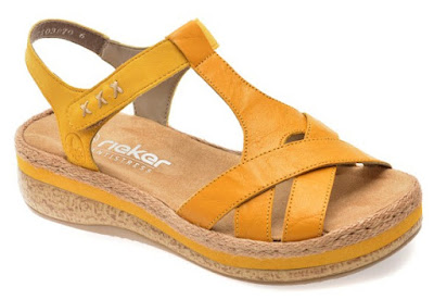 Sandale Rieker galbene V0919 – piele naturală talpa groasa