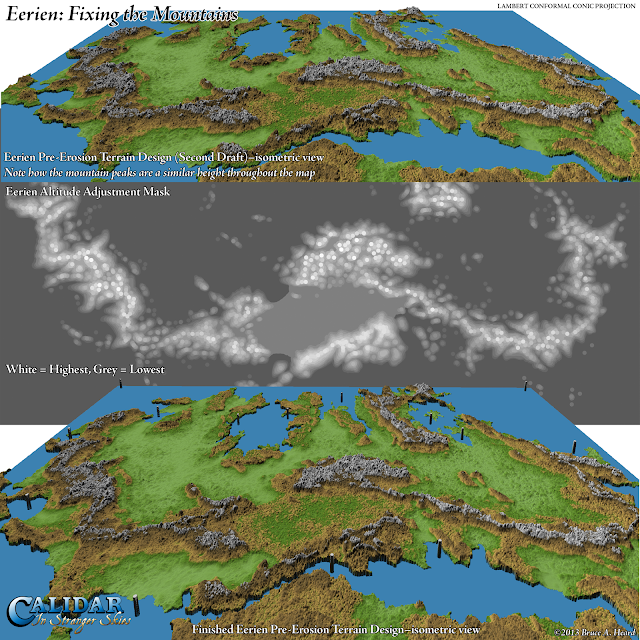 Eerien height maps and 3D views, Calidar, Lambert Conformal Conic Projections