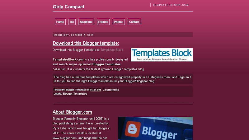 Blogger Template - Girly Compact