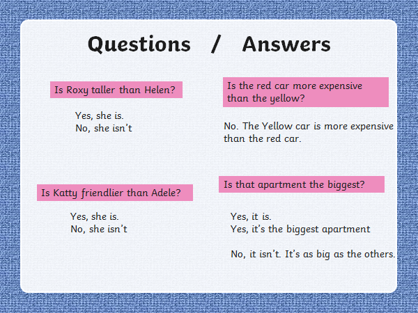 comparatives questions