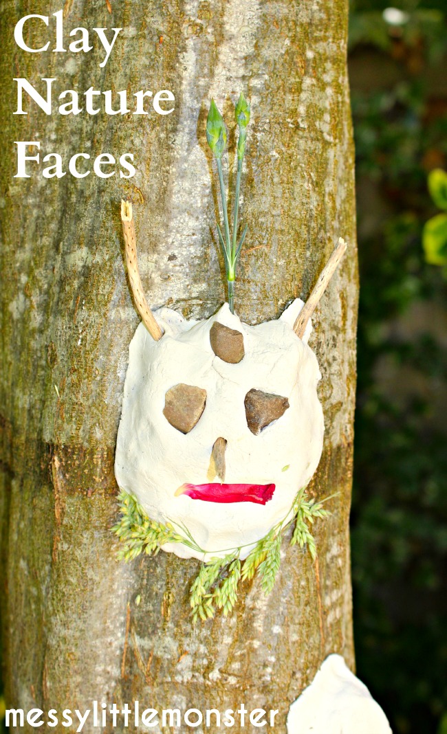 Clay faces on trees