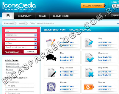 achar icones e imagens para o blog