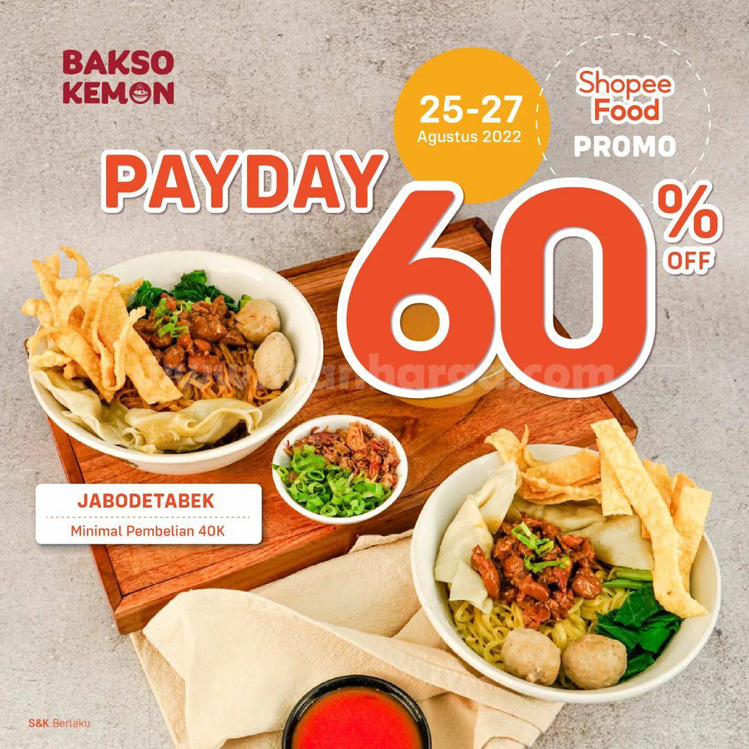 BAKSO KEMON Promo Payday Diskon 60% dengan SHOPEEFOOD