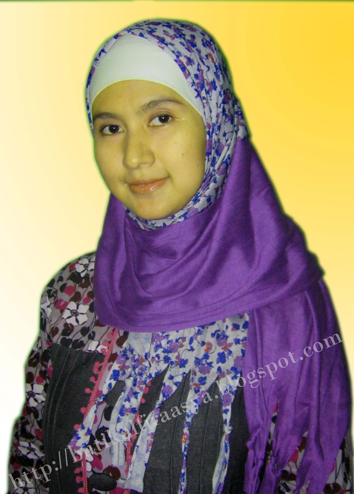 Butik Alfiratasya Kerudung Ungu  Motif  Bunga