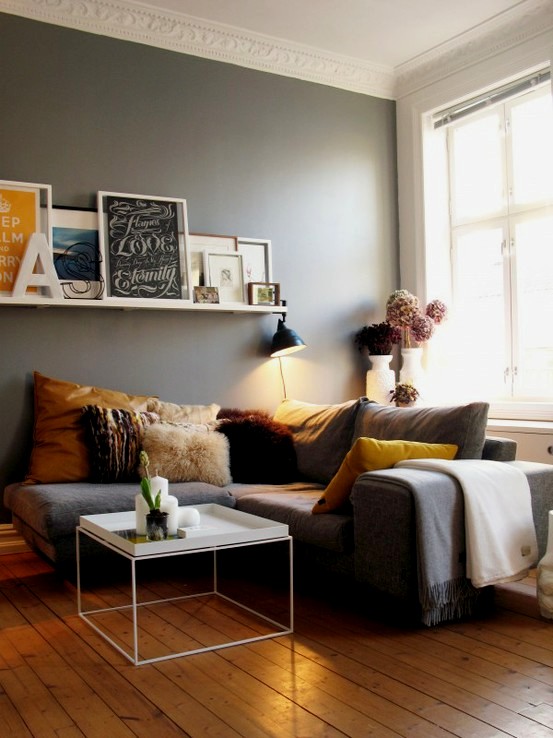 Mustard Yellow and Grey Living Room