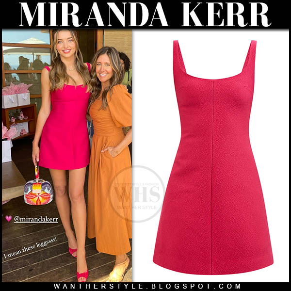 Miranda Kerr in hot pink mini dress and pink sandals