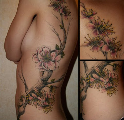 Flower tattoo design on side body, Lily tattoos design