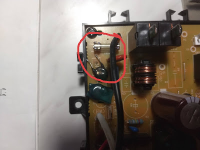 Defective Varistor on outdoor unit PCB.