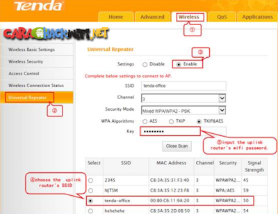 Wireless dan kemudian pilih Universal Repeater.