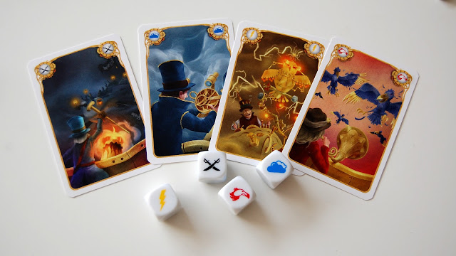 Celestia board game review cards and dice