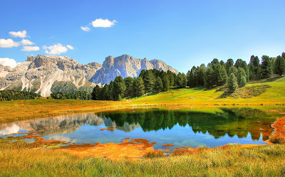 Dolomites Val Gardena Lake Mountains Nature