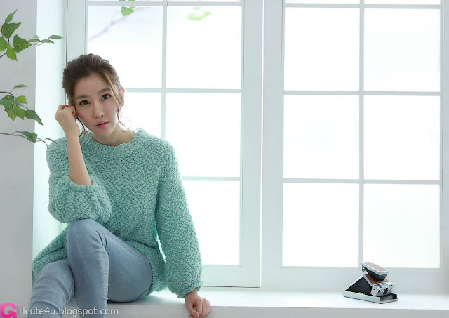 5 Choi Byeol Yee - Sweet Green Sweater-very cute asian girl-girlcute4u.blogspot.com
