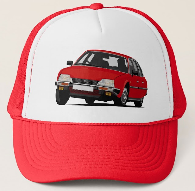 Red Citroën CX GTi on a customizable trucker hat