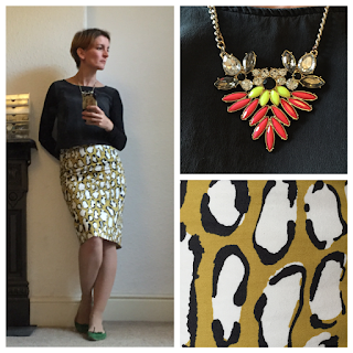 Boden Print skirt Warehouse statement necklace