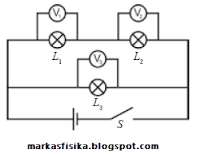 Berikut Soal dan kunci jawaban listrik dinamis, yang bisa di gunakan untuk siswa dalam belajar maupun guru dalam acuan membuat soal, berikut soal dan kunci jawaban nya...3 lampu sejenis di rangkai seperti gambar berikut.