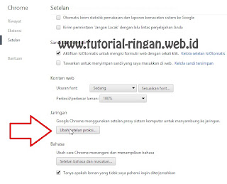 Klik ubah setelan proxy