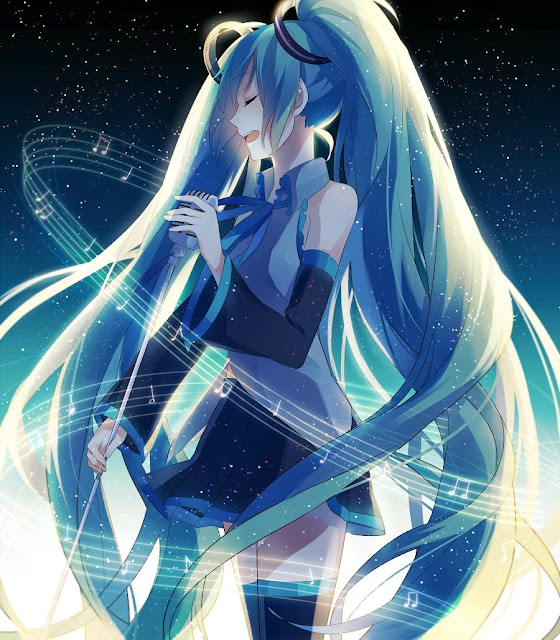 Hatsune Miku singing - Vocaloid Mobile Wallpaper