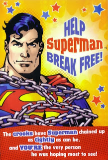 Front of Superman chained birthday card 2014 from Hallmark