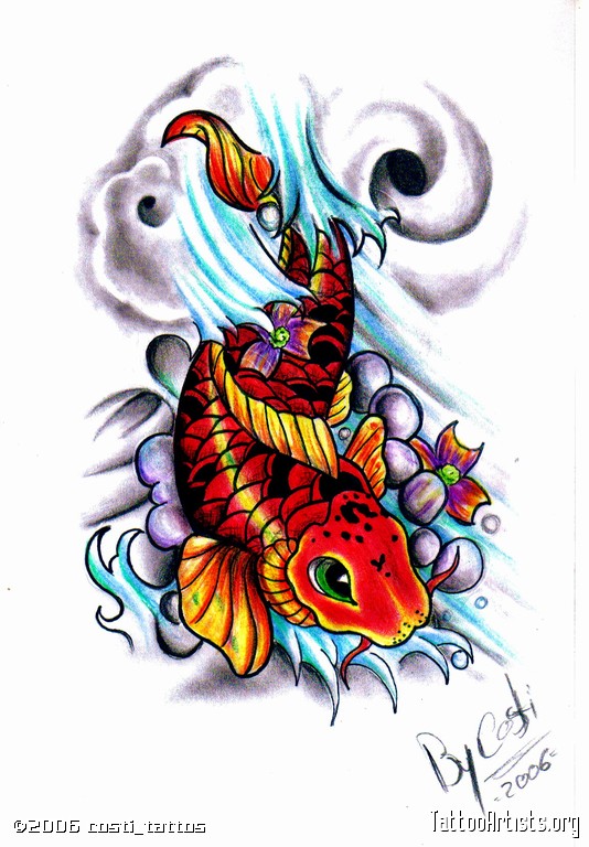 Pez koi Dragon Koi Leyenda y Tattoo