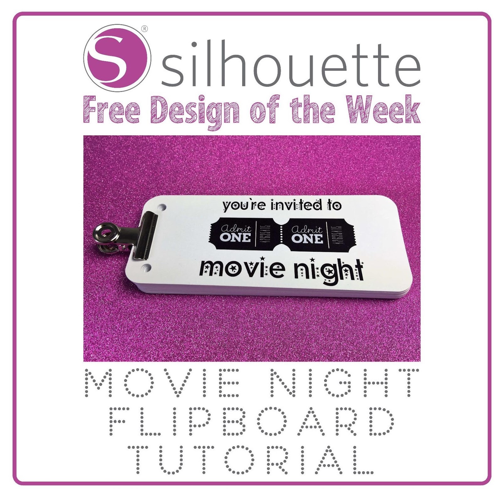 Silhouette Flipbook Using Free Shape of the Week, Admit One Movie Ticket Design by Nadine Muir from Craft Chatterbox Blog for Silhouette UK Blog