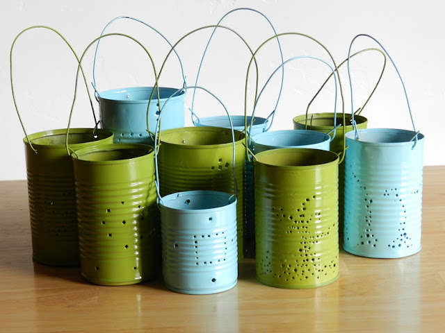 DIY Party Lights:How to make Tin Can Lanterns from soup cans (Grow Creative)