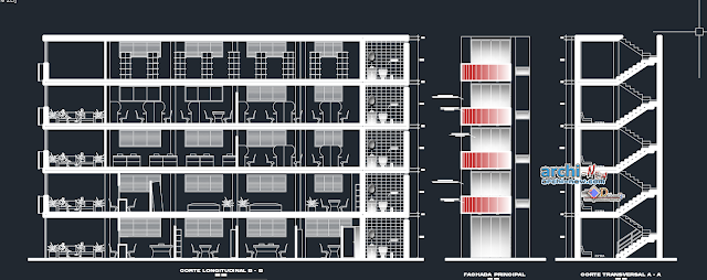 Office building for life insurance company 4 storeys in AutoCAD 