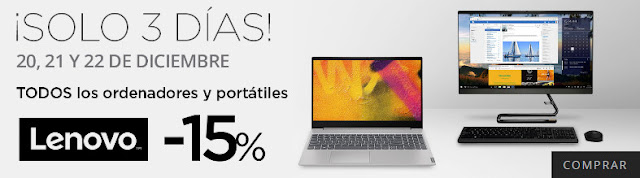 Top 5 ofertas ¡Solo 3 días! -15% en ordenadores y portátiles Lenovo de El Corte Inglés