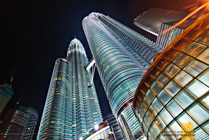 Evening at the Petronas Towers in Kuala Lumpur, Malaysia