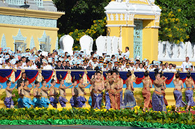 Apsara dancers at birthday celebration for King Sihanouk, Phnom Penh, Cambodia