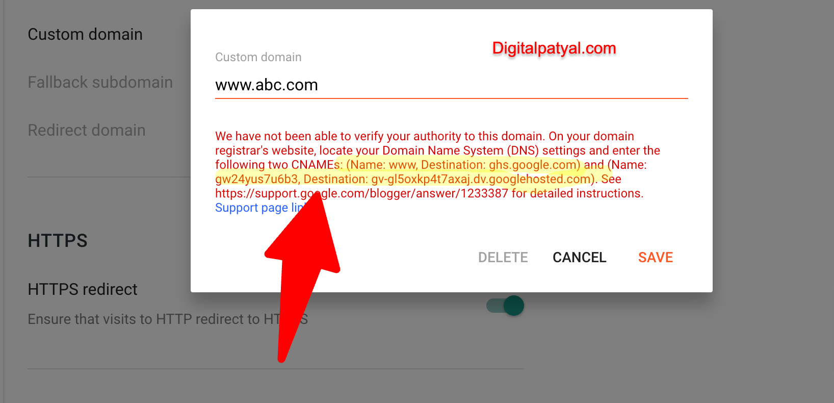 How to add domain to Blogger