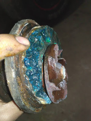 Kondisi Waterpump sudah rompal yang menjadi penyebab overheat.