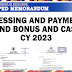 Processing and Payment of Year-End Bonus and Cash Gift CY 2023