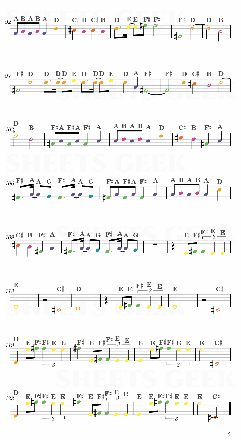 Ride - Twenty One Pilots Easy Sheet Music Free for piano, keyboard, flute, violin, sax, cello page 4