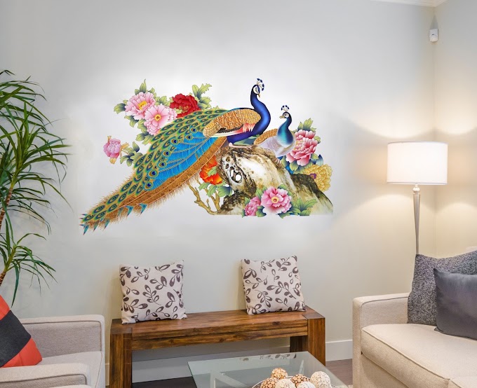 Decals Design Wall Sticker For Living Room Peacock Birds Nature (Pvc Vinyl, Multicolor)