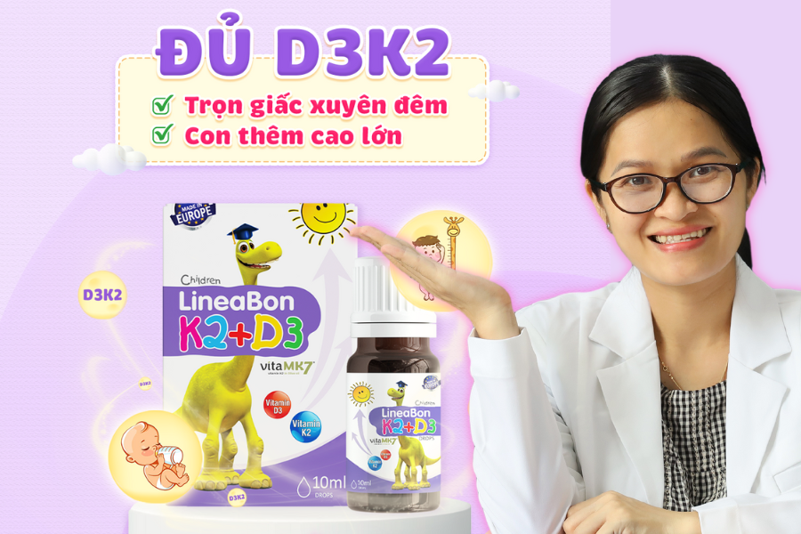 Lineabon d3k2 bổ sung vitamin d3 và vitamin k2 dạng nhỏ giọt an toàn cho trẻ