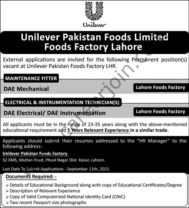 Jobs in Unilever Pakistan Foods Ltd