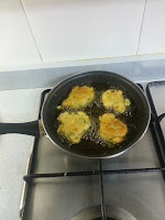 Codfish fritters in the pan