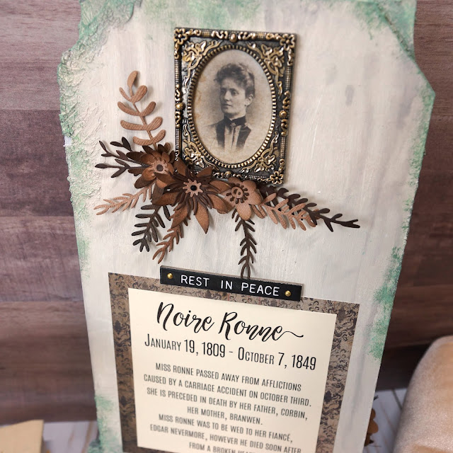 Noire Ronne's Requiem: A Tim Holtz Tombstone Overlay Mixed Media Project for Halloween