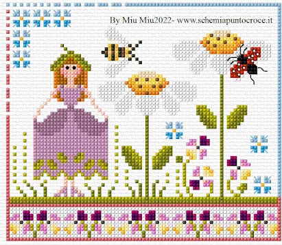 Sampler a punto croce - Flora